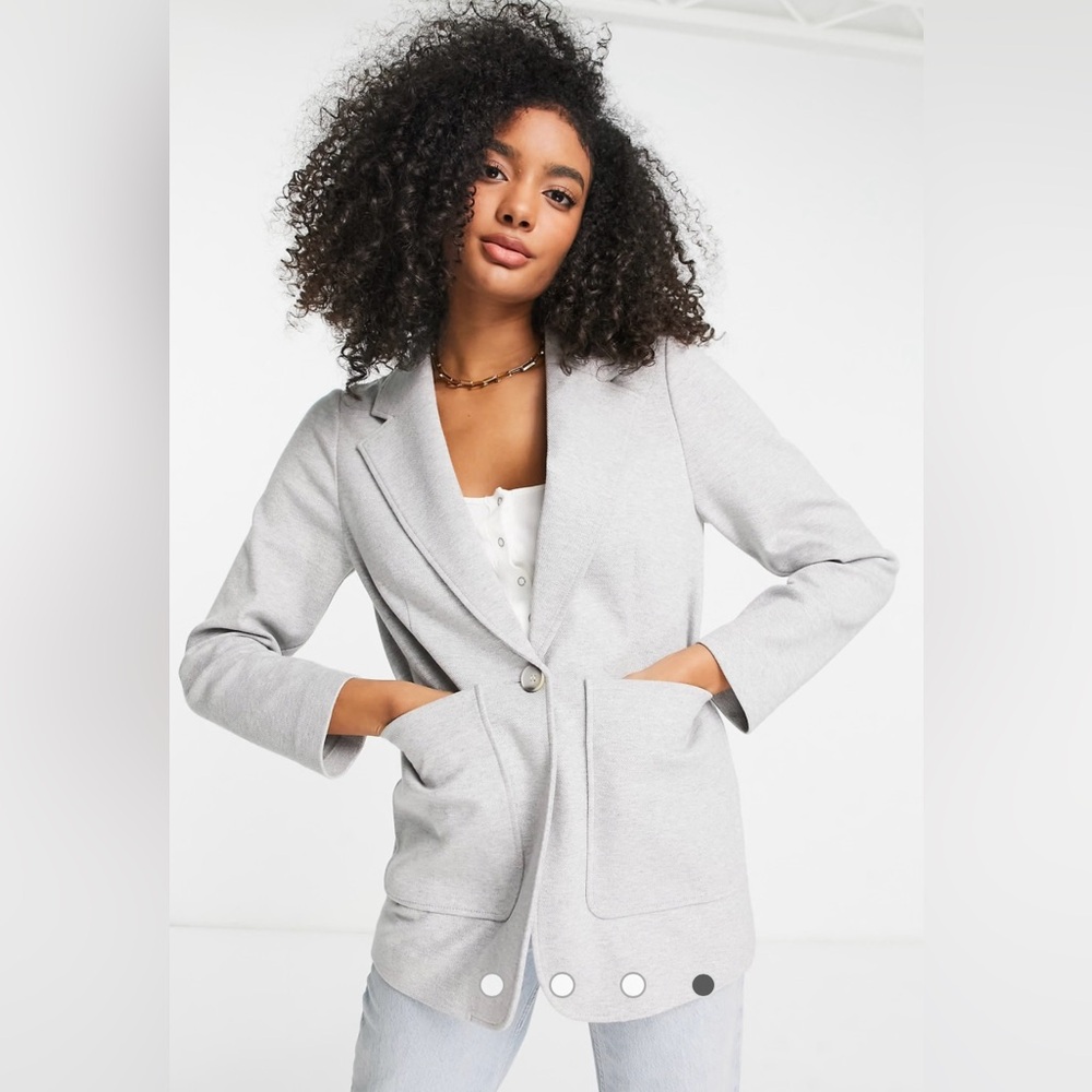 Topshop Light Gray Single-Button Blazer